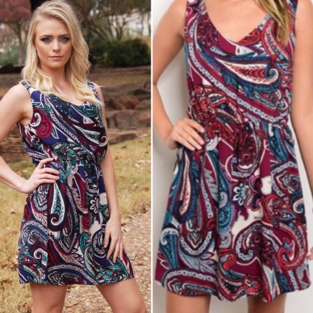 Pink Owl Paisley Print Dress —#121 - Picture 8 of 9